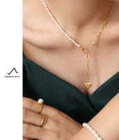 Encanto Collar con colgante de amor con personalidad elegante, cadena de clavícula de perla Natural, temperamento, viaje, nueva moda,cadenas de Color dorado, joyería de moda, diseño - details 7
