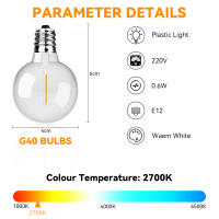 Cadena De Luces De Bola G40 LED 30M 15M Para Bodas Y Fiestas Conectables Decoración Para Jardín Y Atrás De Casa Luz Caliente Blanca - details 1