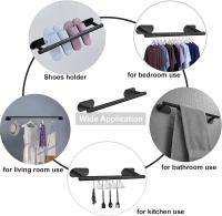 Juego de 4 accesorios de baño sin perforar, Barra de toalla de Maple inoxidable Negro de 16 pulgadas, soporte para Papel higiénico, 2 Ganchos para Bates - details 1