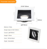 Lámpara LED De Bajo Techo Para Bombillas GU10 Marco De Montaje Foco De Iluminación Revestimiento Metálico Blanco Y Negro Para Dormitorio Y Cocina - details 1