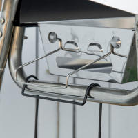 Outsunny Barbacoa de Carbón Barbacoa Portátil con Parrilla de Acero Inoxidable Bandeja Especiero y Estante de Almacenamiento para Jardín Camping 96x61x72 cm Negro - details 4