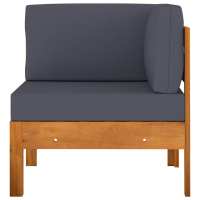 vidaXL Muebles de jardín 2 pzas cojines madera acacia Crema, Gris oscuro, Conjunto Terraza Muebles Jardín Exterior Juego de Muebles de jardín Mueble Jardín Exterior Muebles de Salon Exterior - details 0
