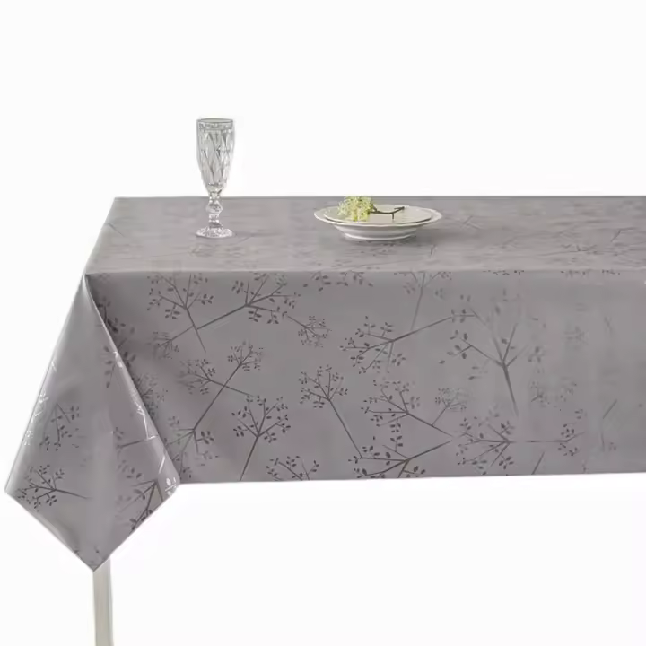 Mantel PVC, Mantel de hule, Para mesa del hogar, Impermeable, Tapete de cocina, Modernos, Comedor, Fácil de limpiar, Lamina superior 100% PVC, Plata, Blanco. - 1