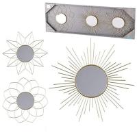 ARISE SHOP-Pack 3 Espejos Decorativos de Pared, Dorados, Surtidos, 25 cm,, Colgante para Sala de Estar, Dormitorio, Entrada - details 0