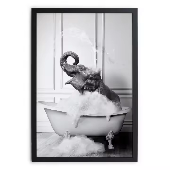 RNT X REALLY NICE THINGS - Cuadro con Marco Negro 40x30 Baño de Elefante - 1