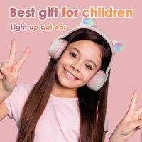 Orejas de gato auriculares Bluetooth para niños con micrófono de cable para uso escolar - auriculares Bluetooth de reducción de ruido para niños y niñas inalámbricos auriculares plegables para niños para tabletas de viaje en avión iPad Kindle - details 2