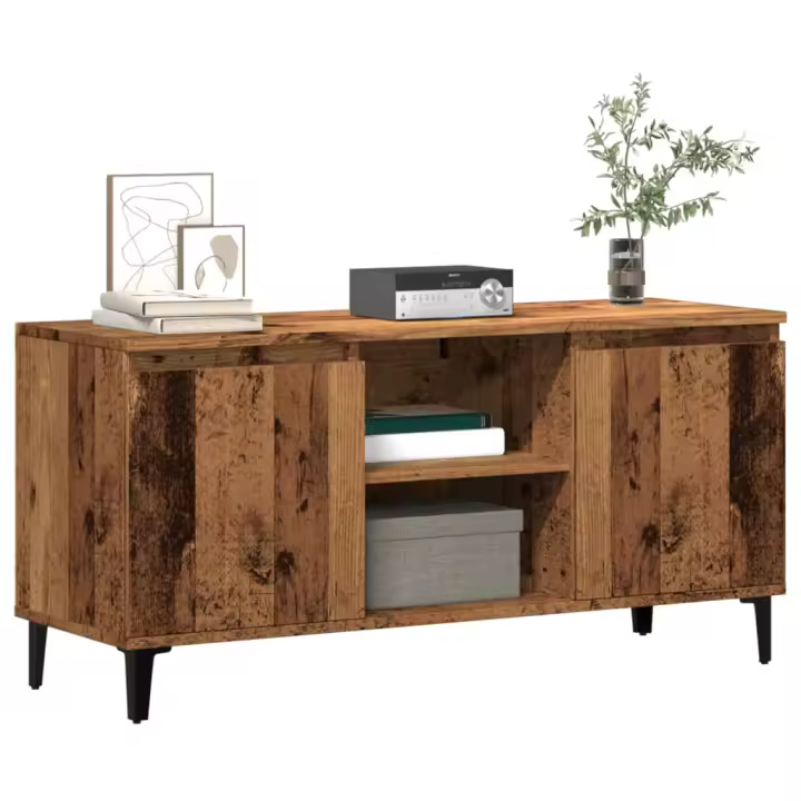 vidaXL Mueble de TV madera ingeniería madera envejecida 102x35x50 cm - 1