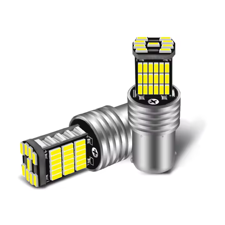 Aileo 2pcs Bombilla LED Para Luz Retroiluminada De Coche BA15S P21W 1156 45pcs 4014SMD Error Free Canbus DC 12V Para VW Passat B5 B6 Golf - 1