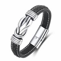 Regalo de los hombres pulsera de metal de cuero de los hombres Punk de titanio de acero inoxidable de moda personalizada pulsera de joyería de la mano Regalo de los hombres Padre / Abuelo de Navidad de los hombres de San Valentín Día del Padre de regalo - details 0