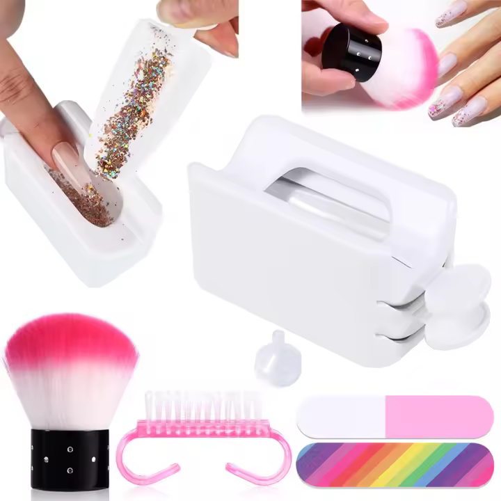 YIKOOLIN Set De Reciclaje De Polvo Para Uñas Con Cuchara Y Recipiente Portátil Kit De Pincel Para Polvo De Uñas Herramientas De Manicura - 1