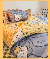Four-piece bed sheet set quilt cover summer single student sanded single quilt cover cartoon bedding 1.5/1.8m bed four-piece set - details 1