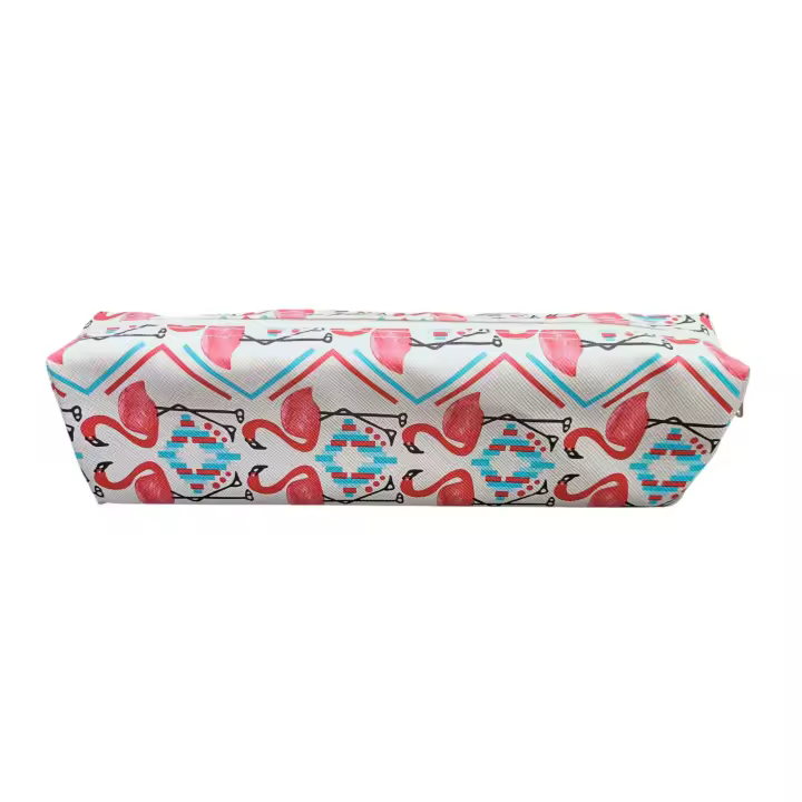 SANYAN - Estuche escolar - Color Marrón Claro con Cisnes Rosas - Mide 21x6x4cm - Con Cremallera - Poliéster - Diseño Exclusivo - Para Trabajo y Escuela - 1