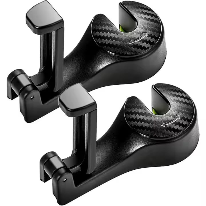 Ganchos para asiento de automóvil, paquete de 2, ganchos ocultos con rotación de 360°: mantenga su automóvil ordenado y organizado para su teléfono, cartera, bolsa de compras y bolso de mano - 1