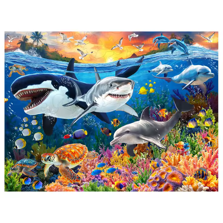 Rompecabezas De Madera Adulto Oceano - Pequeños Animales Creativos - Regalo Ideal Para Familia Y Niños - Dificultad Alta - 1