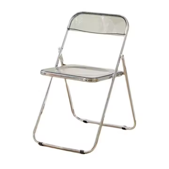 Silla plegable nórdica transparente de acrílico, respaldo de plástico para el hogar ,enchapado mueble estilo INS nórdico medieval, para escritorio, comedor, dormitorio, balcón o restaurante BAR hosteleria, OFICINA - 1