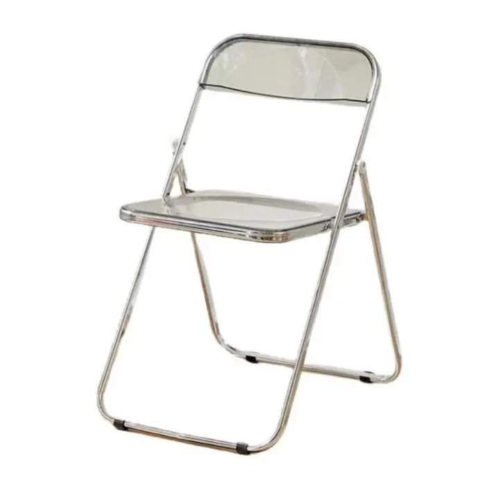 Silla plegable nórdica transparente de acrílico, respaldo de plástico para el hogar ,enchapado mueble estilo INS nórdico medieval, para escritorio, comedor, dormitorio, balcón o restaurante BAR hosteleria, OFICINA - 1
