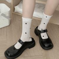 Calcetines Para Mujer Verano Primavera Malla Transpirable Diseño Espots Delgados Cómodos De Algodón Puro Con Borde Volcado - details 2