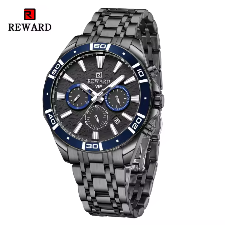 Reloj De Pulsera De Negocios REWARD VIP Para Hombres Diseño Nueva Generación Cronógrafo Resistente Al Agua Luminoso Deportivo Material De Pulsera Acero Inoxidable Movimiento De Cuarzo - 1