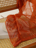 Cortinas De Encaje Naranja De 78 Pulgadas Con Espejo Redondo Para Sala De Estar Dormitorio Balcones Decoración De Hogar Y Fiestas - details 7