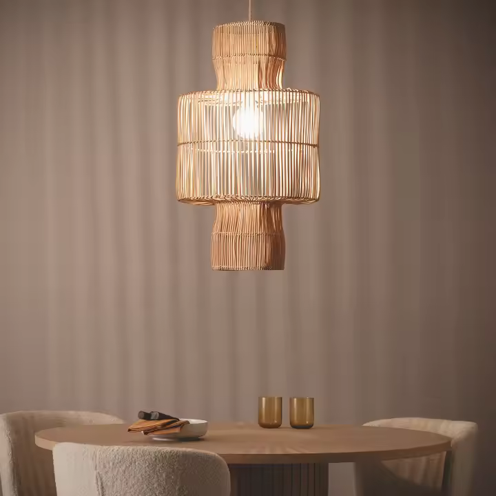 Ledkia Lámpara Colgante Ratán Bonghani ILUZZIA Textil Natural - 1