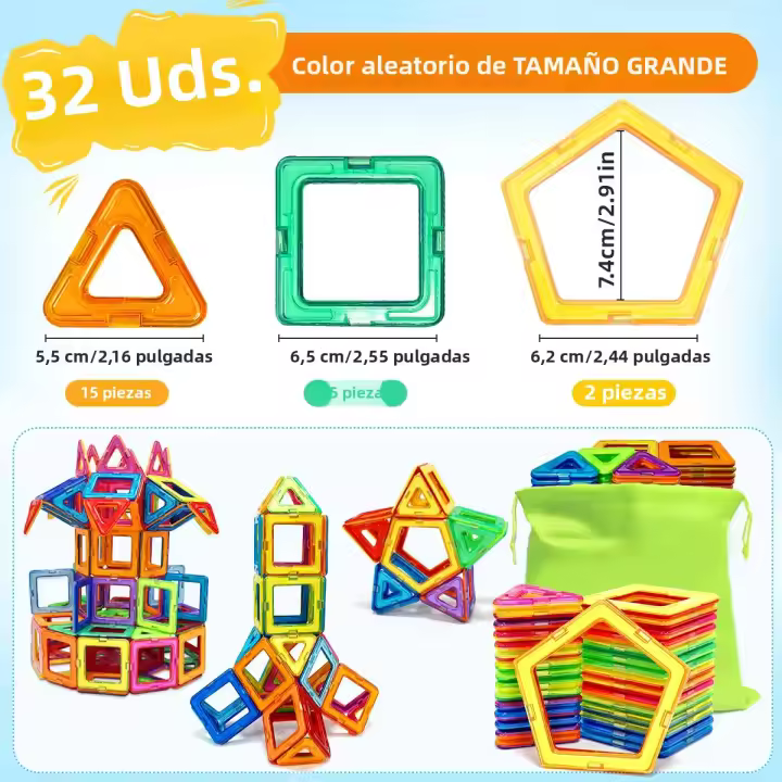 Juguetes De Construcción Magnéticos Grandes Educativos Para Niños Y Niñas Regalos De Cumpleaños En Colores Variados Fomentan Las Habilidades De Coordinación - 1