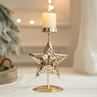 Soporte De Vela De Árbol De Navidad De Hierro Fundido Dorado Con Estrella Y Ciervo Decoración De Mesa Para Navidad Y Año Nuevo - details 12