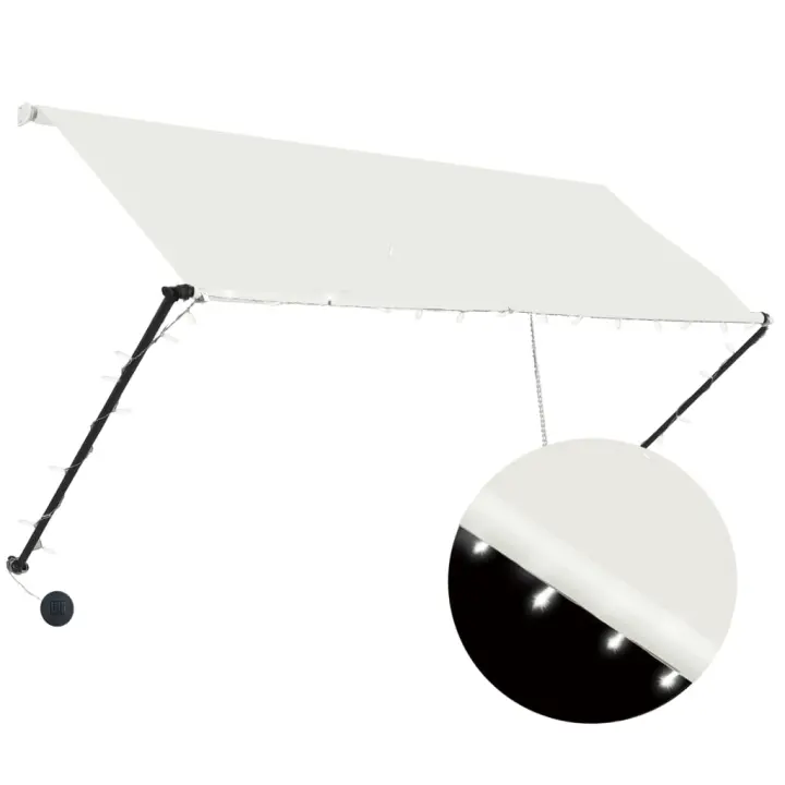 vidaXL Toldo retráctil con LED 250x150 cm Color Amarillo y blanco, Antracita, Crema Protección Rayos UV para Terraza Patio Exterior Jardín - 1