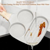 Sartén antiadherente para huevos, sartén antiadherente 3 en 1 con división para parrilla, sartén resistente al calor de 3 secciones, sartén para panqueques pequeños, sartén para cocinar para el desayuno, huevos, tocino y hamburguesas,  (blanco) - details 4