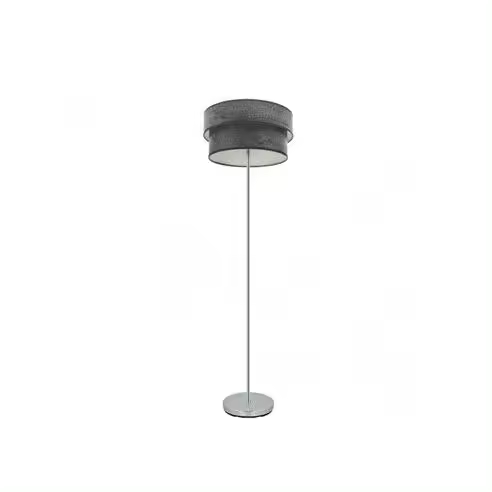 FABRILAMP Lámpara de Pie Triple Doble Cromo/Madera Negra 162x40x40 Cm - Iluminación Elegante - 1