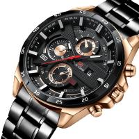 Reloj Deportivo para hombre, Reloj de Negocios con cinturón impermeable, cinturón negro, oro rosa - details 0