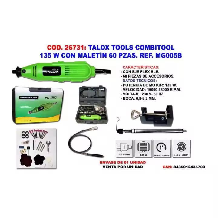 Talox tools combitool 135 w c-maletin 60 pzas. mg005b - 1