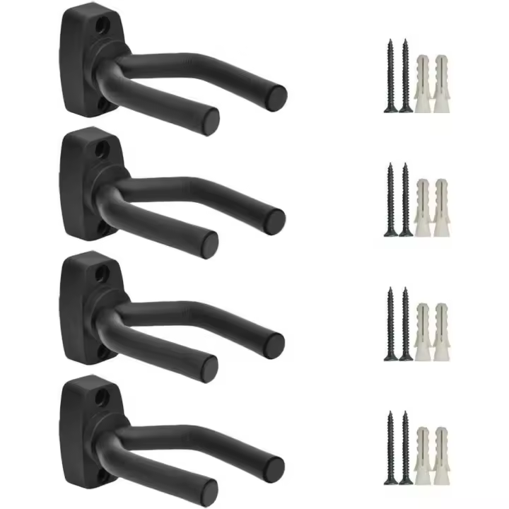 Colgador de luz para Guitar (4 Unidades), color Negro, with tornillos, fácil de instalar, apto para Guitar Arras de todos los Tamanos. - 1
