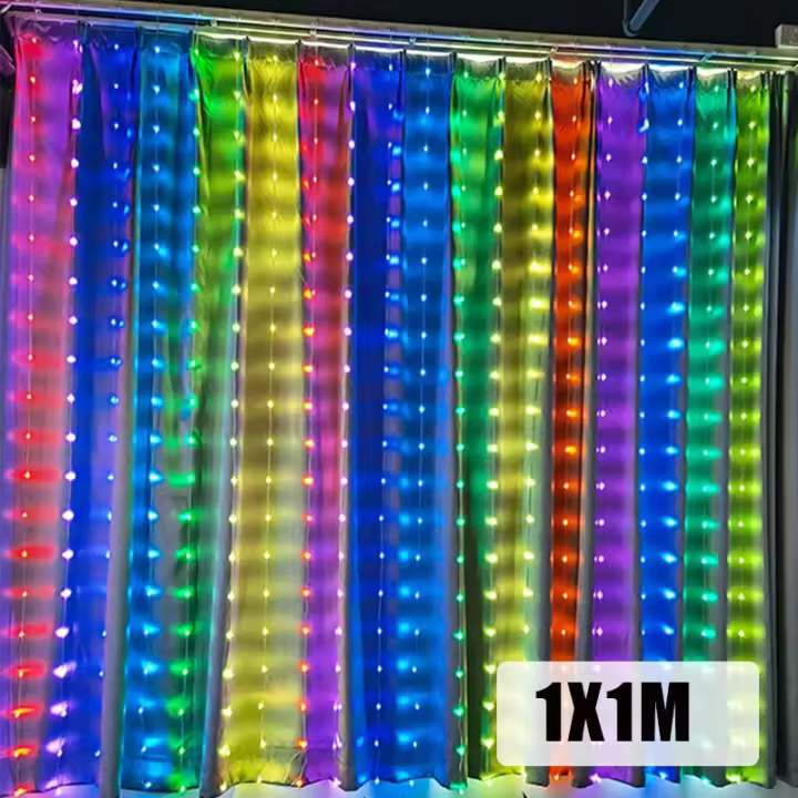 Cortina De Ventana LED Inteligente Con App Luces De Navidad Y Boda Decoración De Dormitorio 400 LED Programables DIY Texto Y Patrón - 1