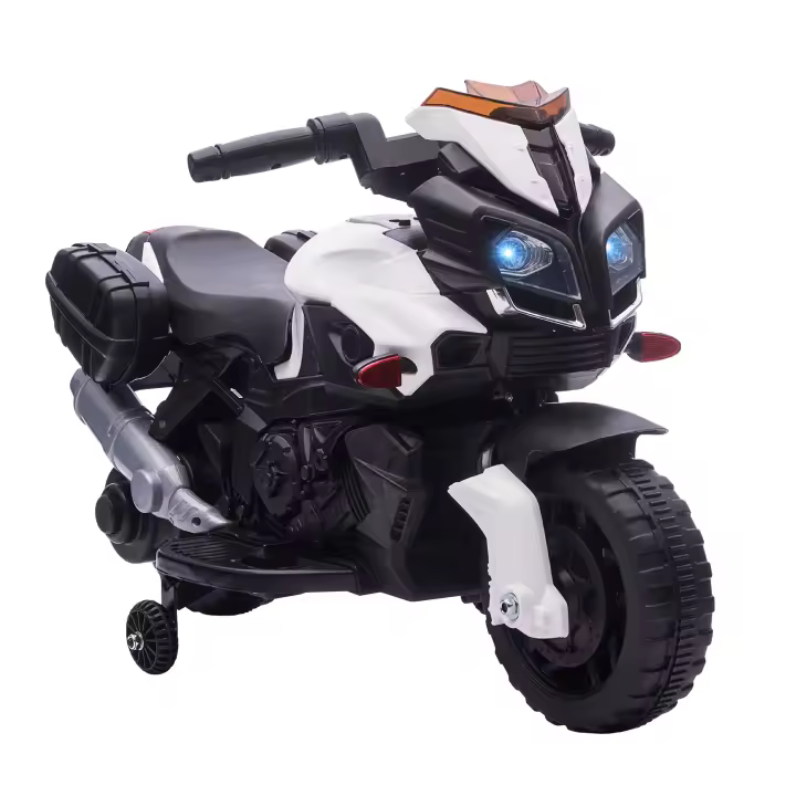 HOMCOM Moto Eléctrica para Niños de 18-48 Meses 6V con Faros Bocina 2 Ruedas de Equilibrio Velocidad 3 km/h Avance y Retroceso Motocicleta de Juguete Carga 25 kg 88,5x42,5x49 cm - 1