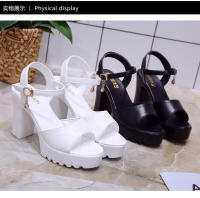 Sandalias De Plataforma Alta Para Mujer Con Hebilla Y Diseño De Boca De Pez Zapatos De Tacón Alto Casual Material PU - details 24