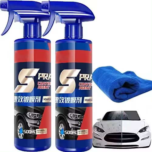 Spray de revestimiento de cerámica para automóviles 3 en 1, 2024 Nuevo 500ML Recubrimiento de cerámica rápido de alta protección Spary para automóviles, Nano Spray de pulido de cera rápido para revestimiento de automóviles (2 piezas) - 1