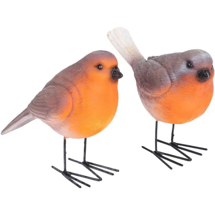 Figurita de pájaro pequeño, 2 piezas de decoración de pájaros de resina para interiores y exteriores, adornos artesanales para jardín y césped - 1
