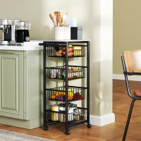 HOMCOM Carrito de Cocina Carrito Verdulero para Cocina con Cestas Deslizables y Marco de Acero Carrito Auxiliar con Ruedas para Comedor - details 1