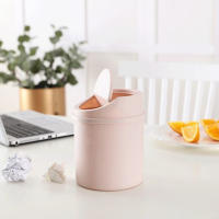 Mini Papelera De Escritorio Pequeña Cubeta De Basura Con Tapa Para Dormitorio Almacenamiento De Espacio Limpia Casa Y Oficina - details 2