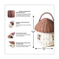 Cesta de almacenamiento de mimbre con tapa, decoración de setas de ratán, algodón, decoración Bohemia, regalo de día - details 1