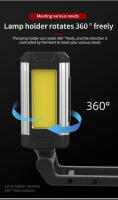 Linterna LED Recargable Super Brillante Con Luz COB Magnética Portátil Impermeable Para Camping Y Reparación De Coches Con Soportes - details 9