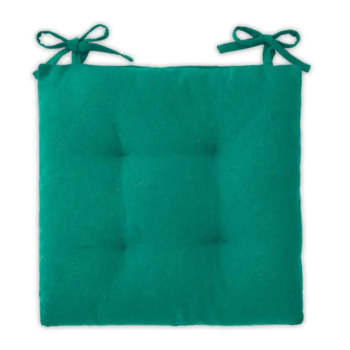 Set de 2 Cojines para Sillas Decorativos de Asiento 40x40x5cm con Cintas de Sujeción, Algodón, Fabricado en España - 1