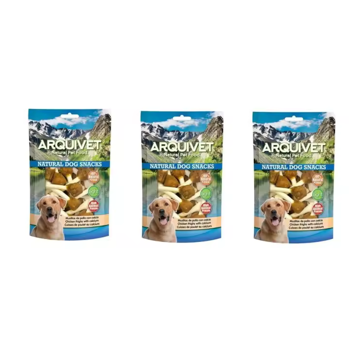Snacks para Perros Muslitos de pollo con calcio 100 g (pack de 3 unidades) Arquivet - 1
