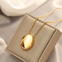 Collar Largo De Acero Inoxidable En Forma Oval Para Mujer Accesorio De Joyería Clásico Para Suéter Cadena De Moda Europea Y Americana - details 1