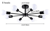 Modernidad Candelabro Negro Para Restaurante Y Sala De Estar Iluminación Suspenso De Techo Material Hierro E27 Decoración Hogar - details 5