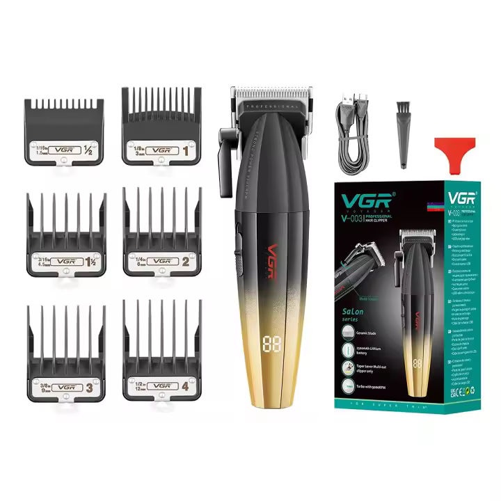 Cortadora De Pelo Profesional VGR Máquina De Corte Ajustable Para Hombres Trimmer Eléctrico Con LED 9000 RPM Barber 0.5-1 Mm - 1