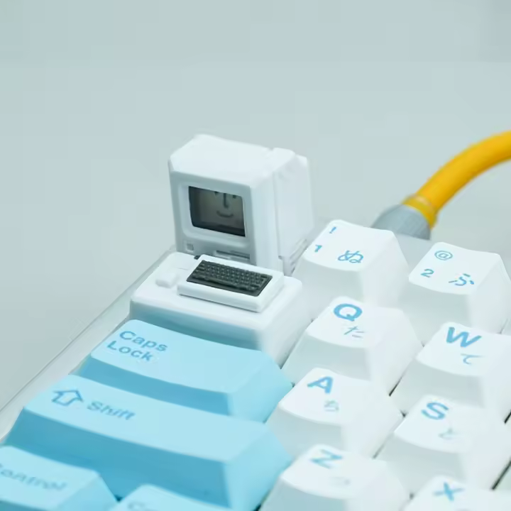 2PC Nostalógicos Mini Macintosh Keycap Estilo Retro MAC Hat FC Para Teclado Mecánico ABS PC Creativo Cara Cambiable - 1