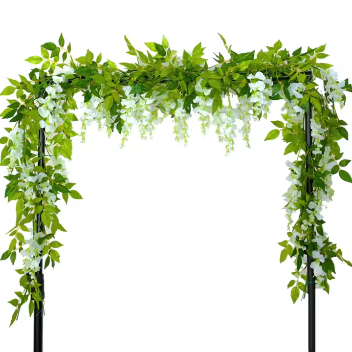 2Pcs Vinatera Artificial De Lienzo De Seda Para Boda Arco Floral Fiesta Exterior Decoración De Hogar Verde Natural - 1