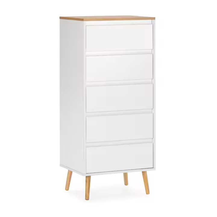 VS Venta-Stock Cómoda alta Desi 5 cajones color Blanco - 1