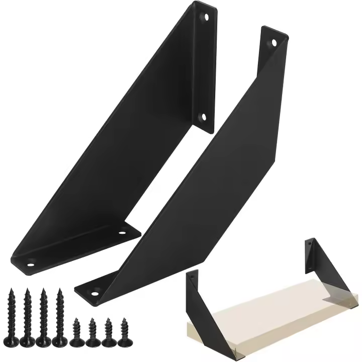 Soporte para estante de pared, soporte para estante de metal robusto, soporte de hierro forjado para estantes de bricolaje 15 cm 2 piezas- - 1